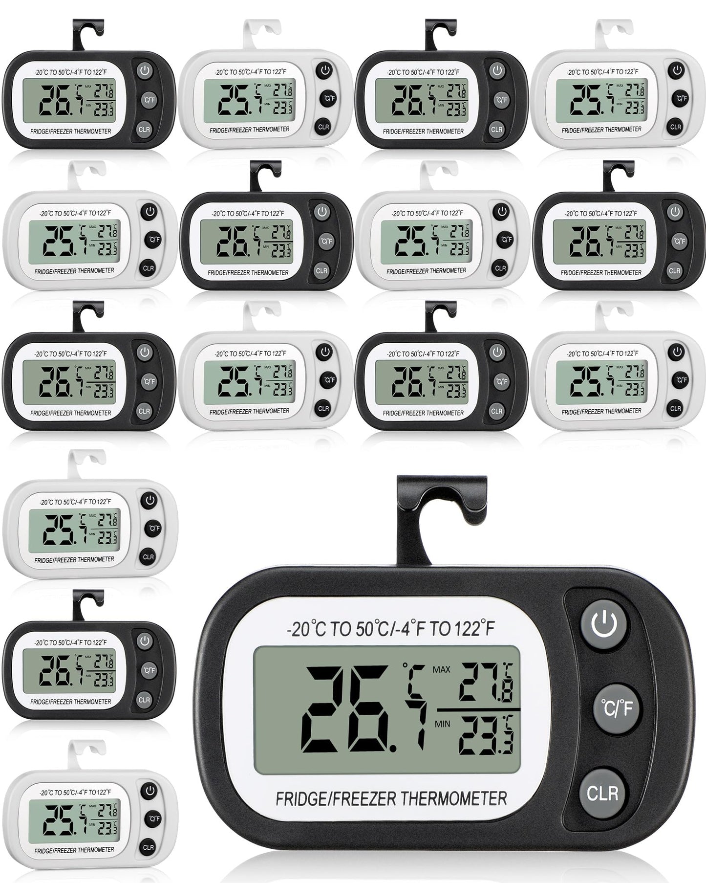 Frienda 12 Pcs White Fridge Thermometer Refrigerator, Button