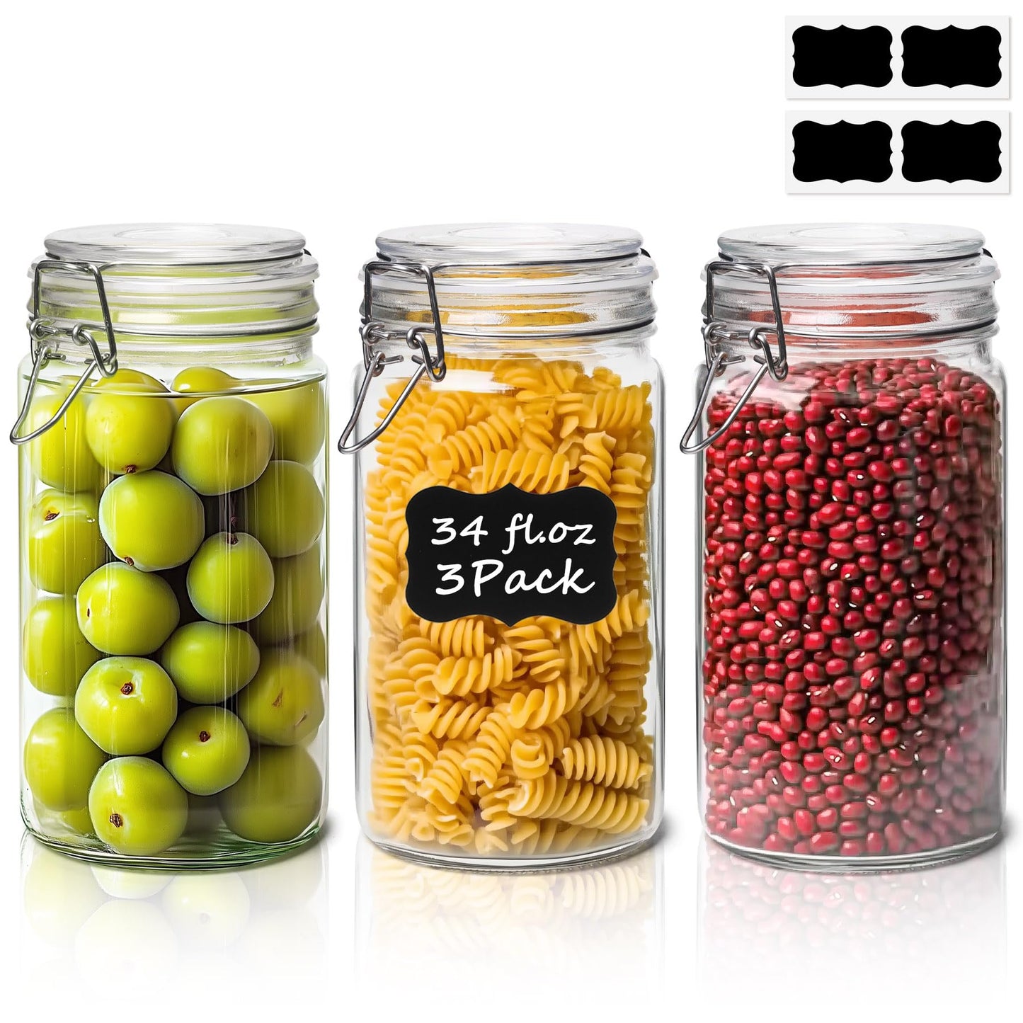 ComSaf Small Glass Spice Jars with Airtight Lids 4 oz 12 Pack Mason Pantry