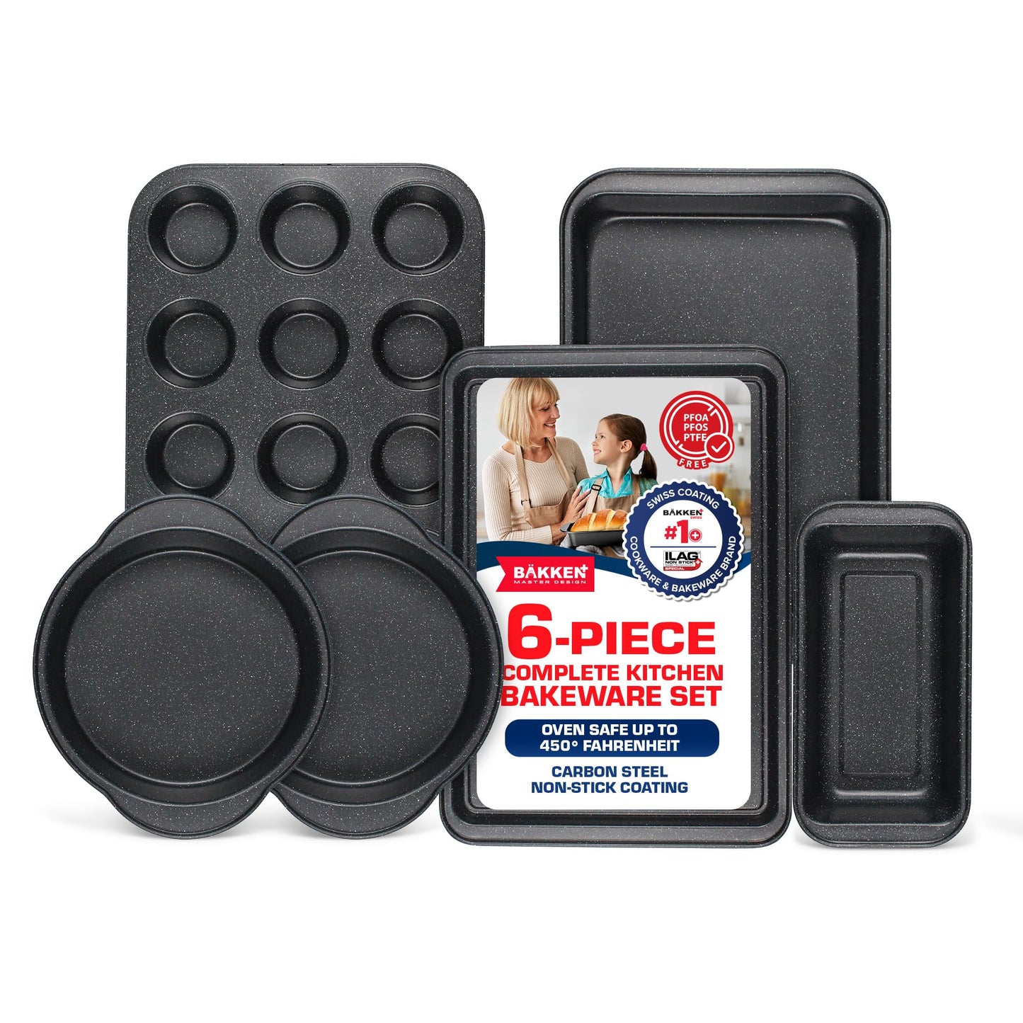 3 Piece Set Nonstick Carbon Steel Oven Bakeware -Professional Quality Kitchen Cooking Baking Trays -PFOA, PFOS, PTFE-Free Small, Medium & Large Baking Sheet Pans