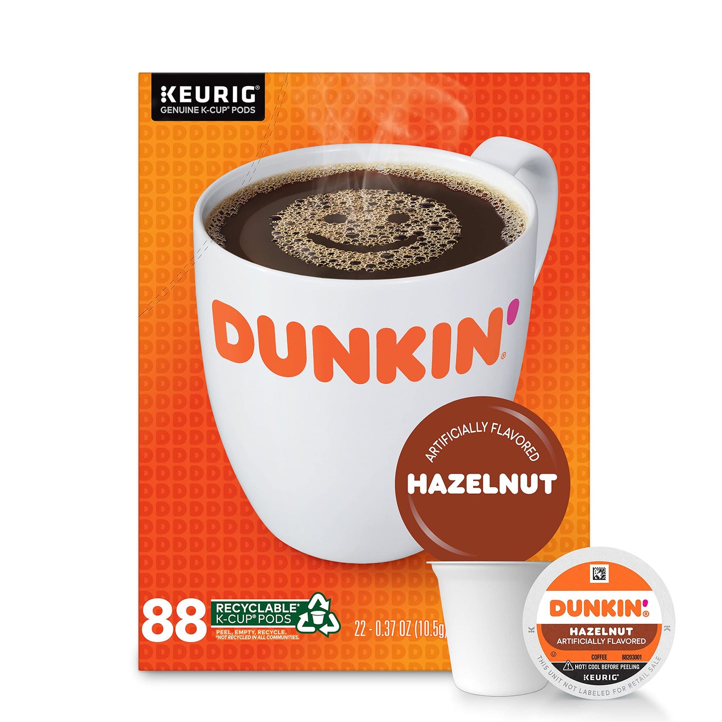 Dunkin’ Hazelnut Artificially Flavored Coffee, Keurig K-Cup Pods, 10 Count