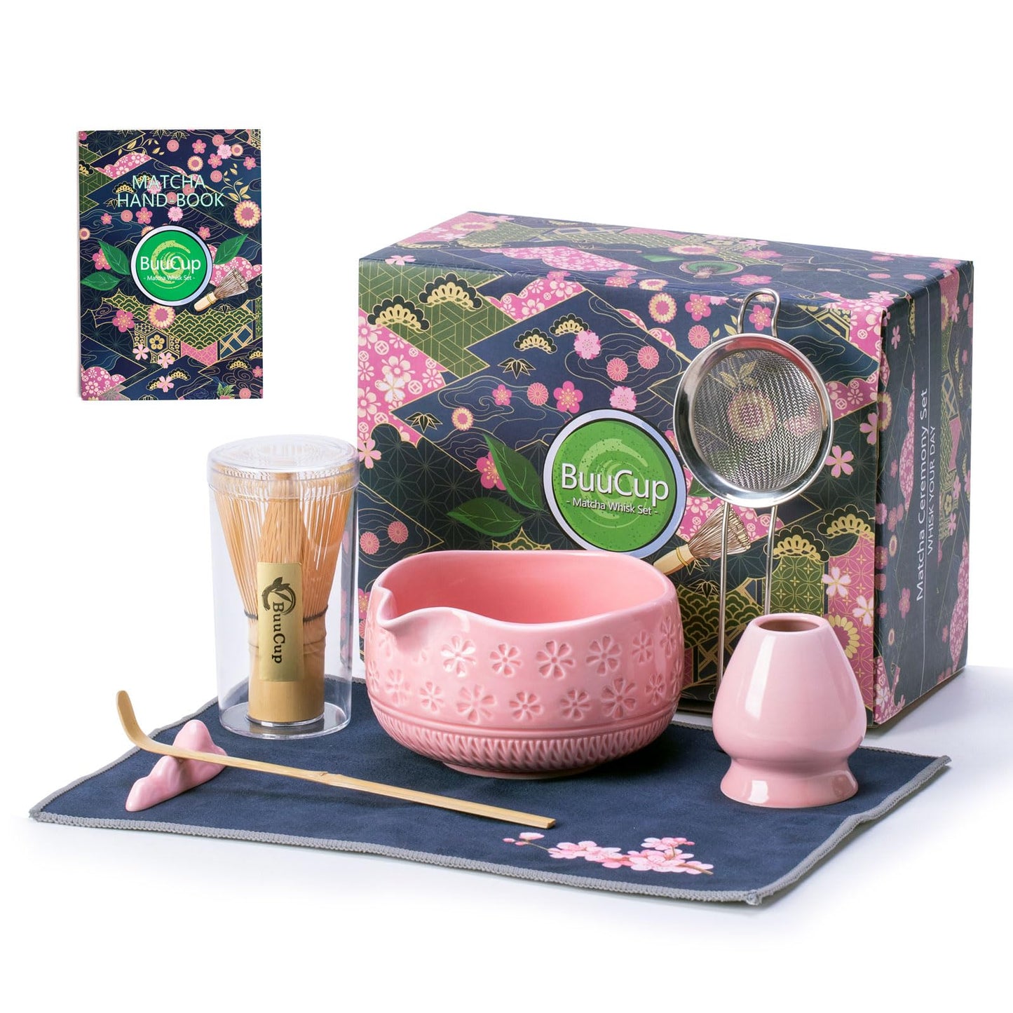 Buucup Matcha Whisk Set, Ceramic Kit with Bowl & Bamboo Accessories