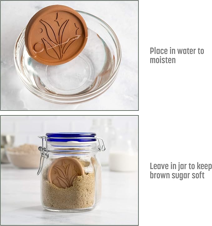 Goodful Brown Sugar Saver and Softener Disc with Elegant Leaf Design,Multiple Uses for Food Storage Containers,Reusable and Food Safe,Terracotta, (Pack of 24)