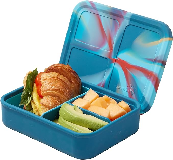LunchBots Build a Bento 32 oz Platinum Silicone Divided Lunch Box Green
