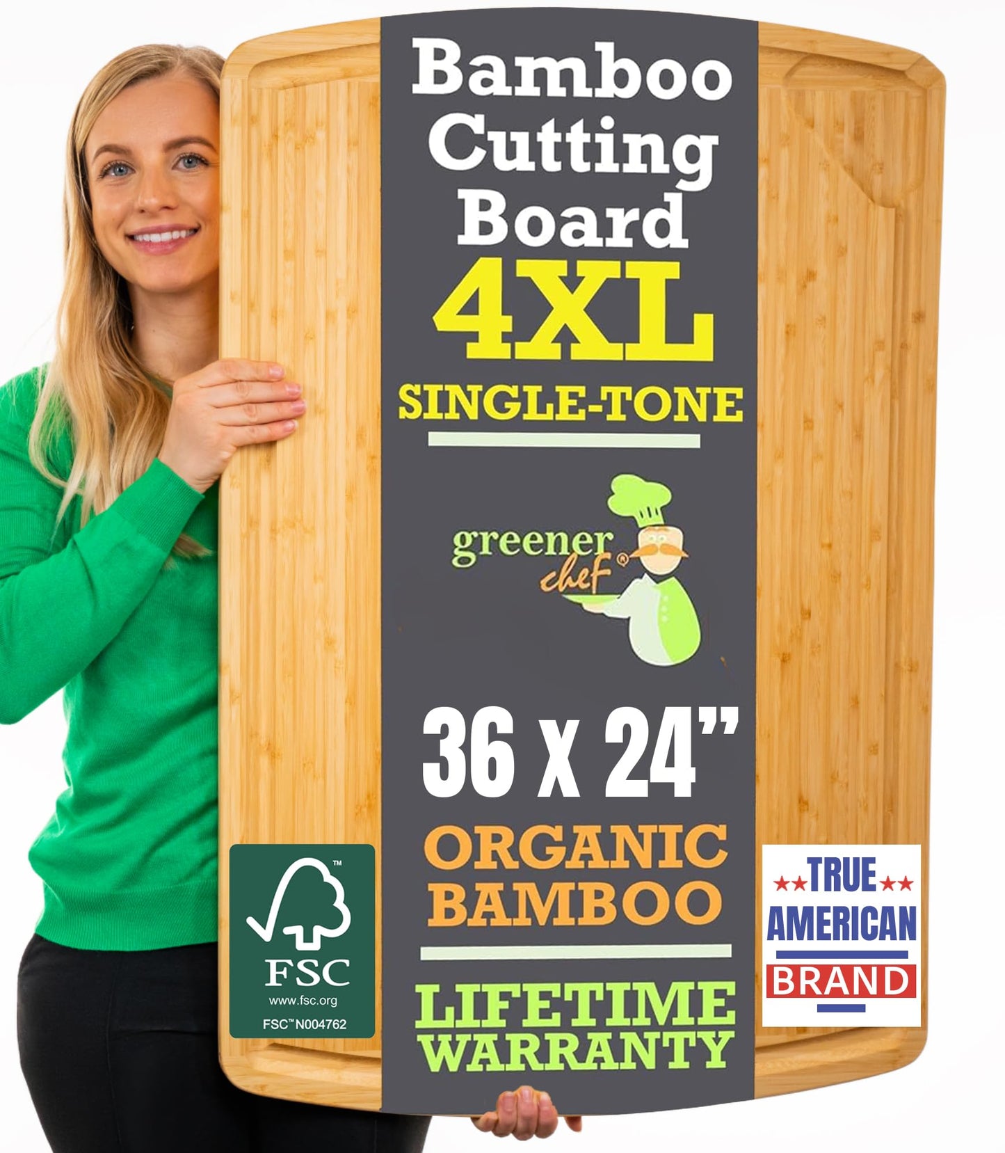 ENORMOUS 30 x 20 Organic Extra Large Cutting Board with Lifetime Replacements – Wood Bamboo Chopping Board - Wooden Butcher Block Cutting Board for Carving Turkey, Grilling Brisket and BBQ