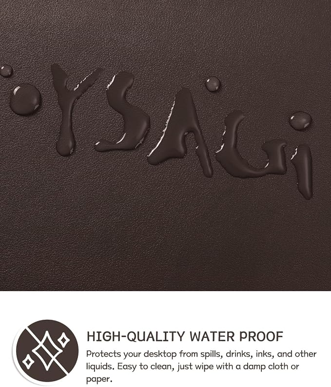 YSAGi Non-Slip Leather Desk Pad L Size, Waterproof Laptop Computer Desk