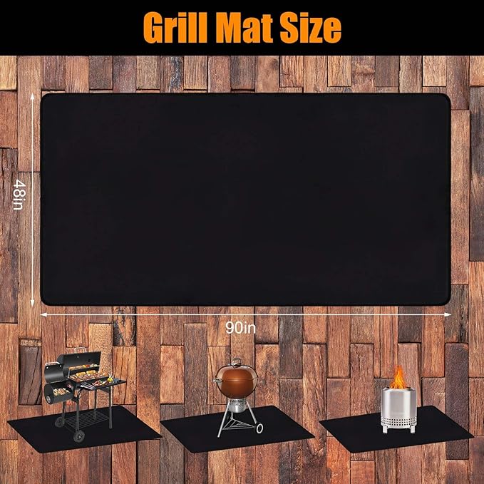 THMINS 90x48 Inches Extra Large Under Grill Mat for Outdoor BBQ