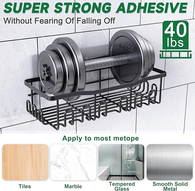 Shower Caddy 5 Pack Rustproof Stainless Steel Bath Organizers With Large Capacity, No Drilling Shelves, Adhesive Shower Caddy, for Bathroom Storage & Home Decor, SC02