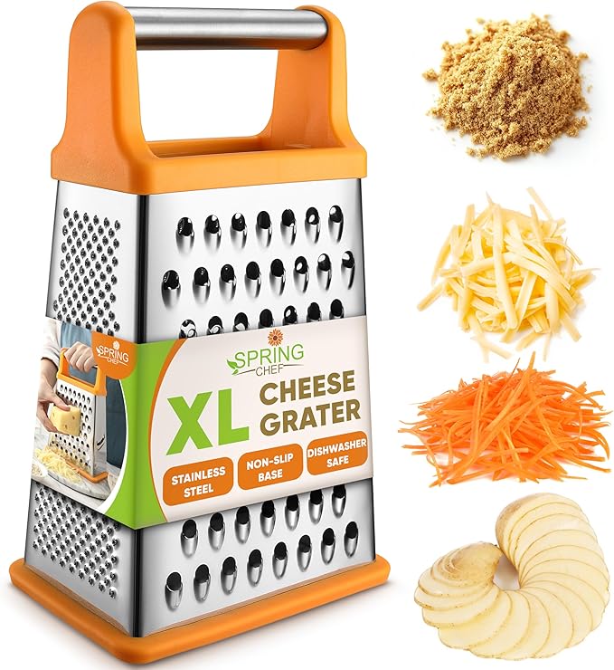 Spring Chef Stainless Steel XL Cheese Grater for Kitchen, Sapphire