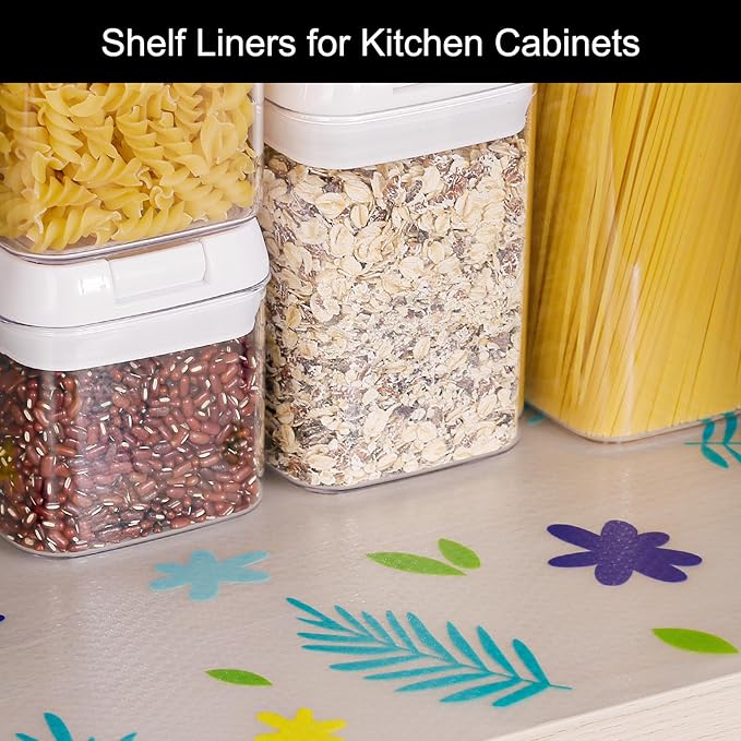 Cooyes Shelf Liner – Premium Non-Adhesive Cabinet & Drawer Liner for Kitchen – Waterproof Shelf Paper with Modern Pattern – Durable EVA Cabinet Mat – Easy to Cut （12" W x 120" L）