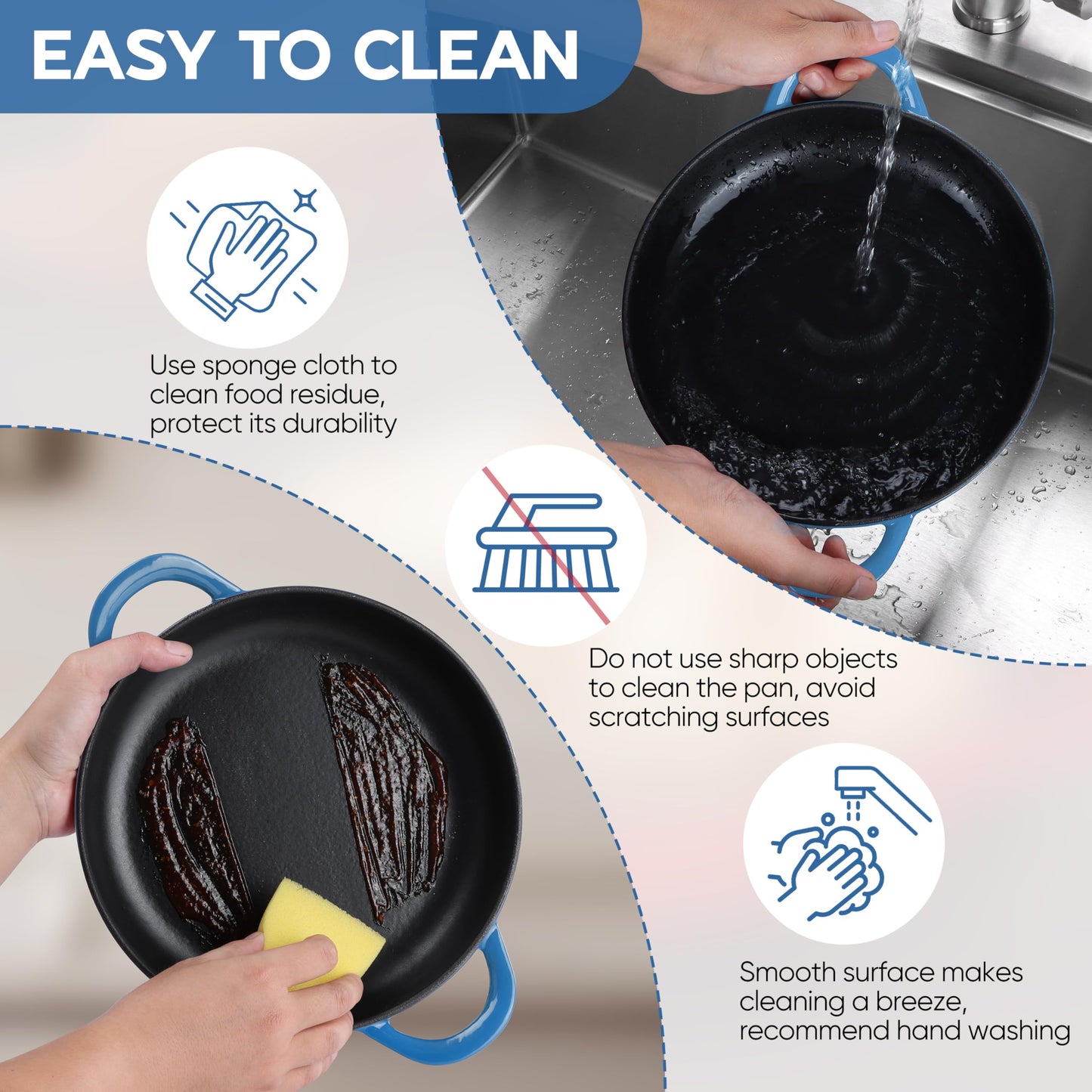 E-far Dutch Oven for Sourdough Bread Baking, 6 Qt Round Enameled Cast Iron Dutch Oven for Homemade Artisan Bread, Dome Lid & Shallow Base, Matte Black Interior & Durable, Oven-Safe to 500℉, White