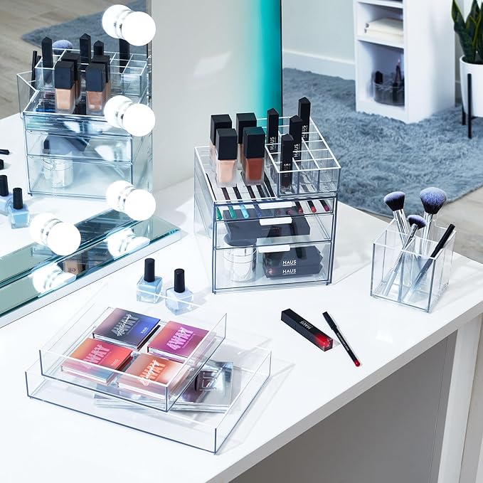 iDesign The Sarah Tanno Collection Plastic Lipstick Organizer, 8" x 4" x 2", Clear