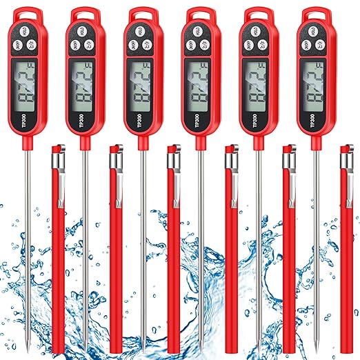 Copkim 6 Pcs Food Thermometer Instant Read Probe BBQ,Black,White,Red