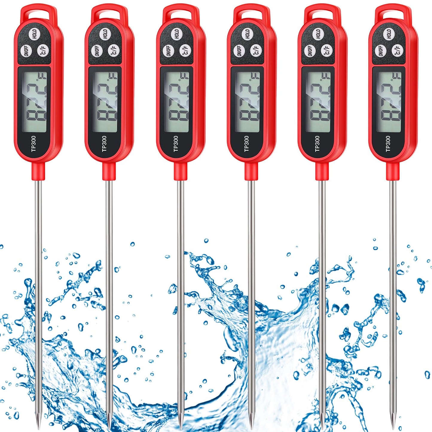 Copkim 6 Pcs Instant Read Meat Thermometer Long Probe,White