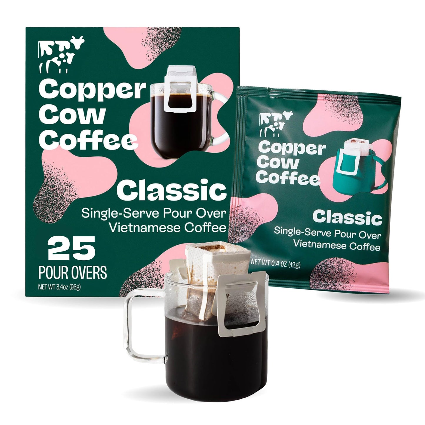 Copper Cow Coffee Vietnamese Pour Over Variety Pack, 5 Single-Serve Filters