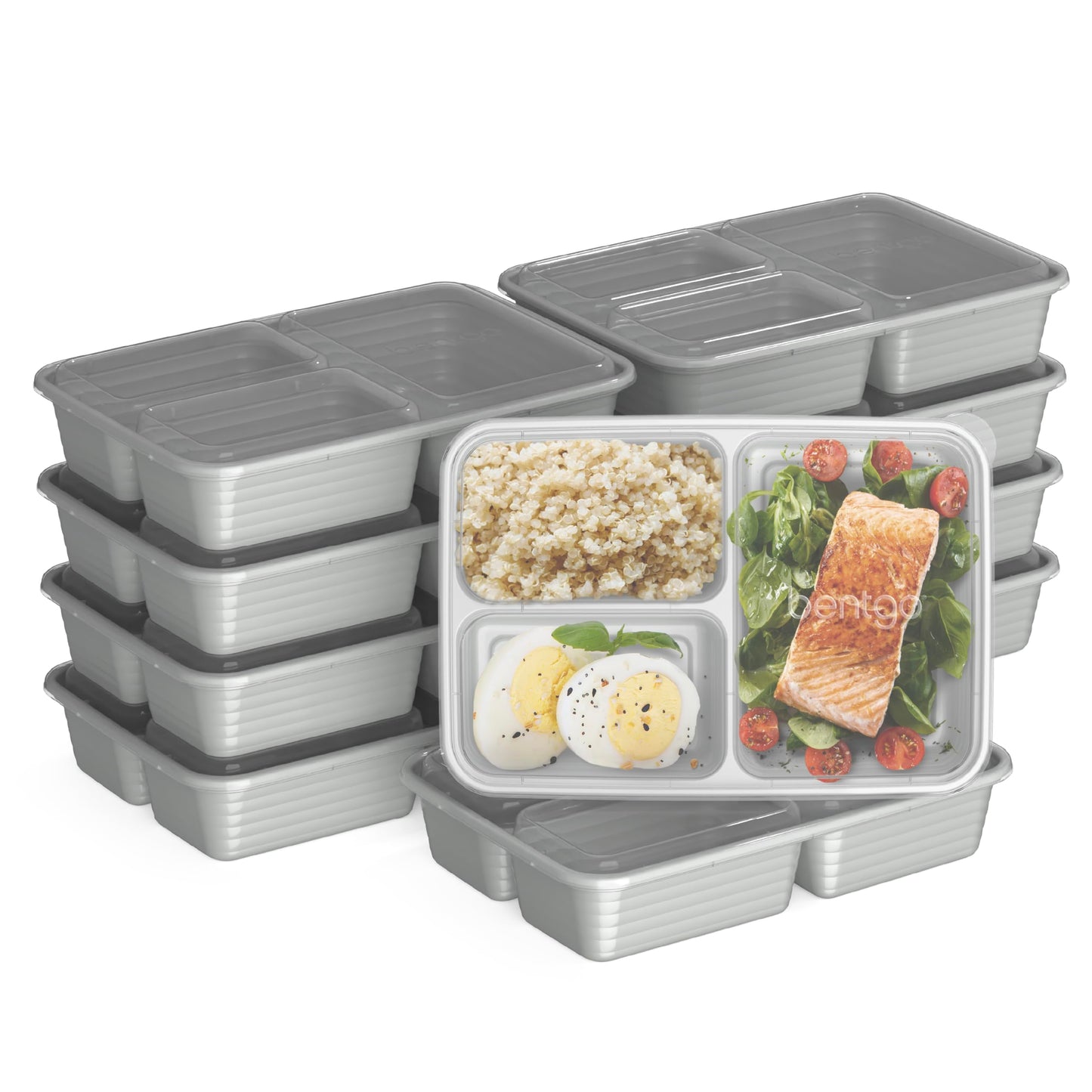 Bentgo Prep 3-Compartment Meal Prep Containers with Lids, 20 Piece Set