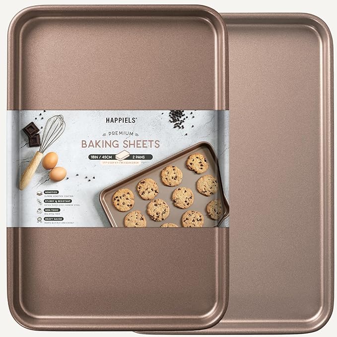 HAPPIELS 9 x 13 inch Nonstick Quarter Sheet Pan 2-Pack, PFOA & BPA Free
