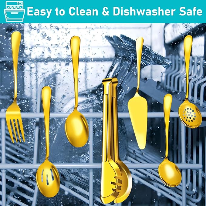 Serving Utensils, 15 Pcs Stainless Steel Large Flatware Serving Tools Kit