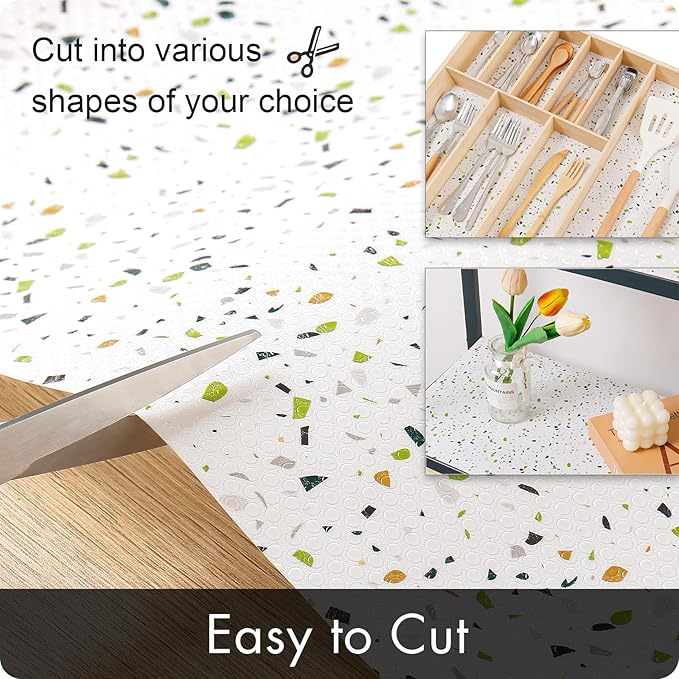 Cooyes Shelf Liner – Premium Non-Adhesive Cabinet and Drawer Liner for Kitchens – Waterproof Shelf Paper with Modern Pattern – Durable EVA Cabinet Mat – Easy to Cut