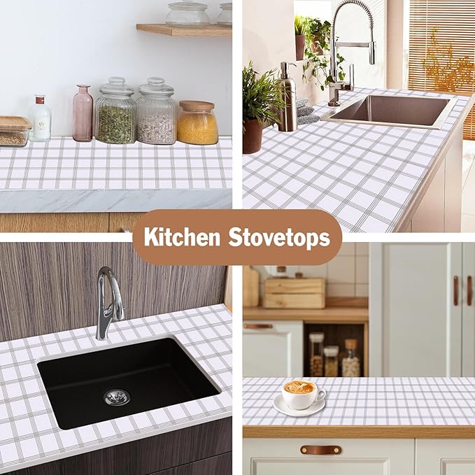 Drawer and Shelf Liner for Kitchen Cabinet: 17 in X 20 Ft Non Slip Waterproof Shelf Paper Non Adhesive Refrigerator Liners White Square Easy Liners for Bathroom Cupboard with Knife Tape Measure