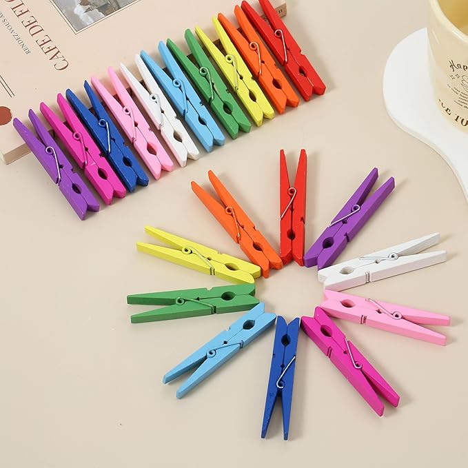 10 Colors Clothes Pins, 30PCS 2.9 Inch Wooden Clothespins, Rust Resistant Clothes Clip for Hanging Pictures, Photos, Clothes, Decoration Crafts