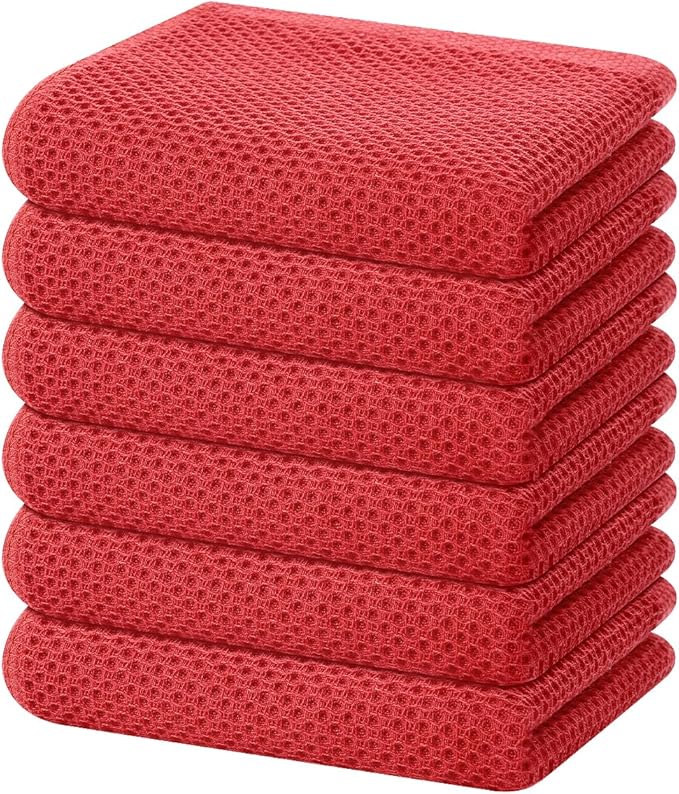 Homaxy 100% Cotton Waffle Weave Kitchen Dish Cloths, Ultra Soft Absorbent Quick Drying Dish Towels, 12 x 12 Inches — 13 x 28 - 12 Pack — Other