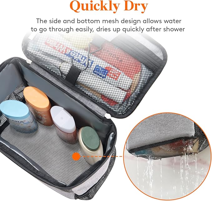 Lifewit Mesh Shower Caddy Bag Portable for College Dorm Room Essentials, Hanging Organizer Basket, Quick Dry Tote Bag for Camping, Bathroom, Beach, Travel, Large, Grey