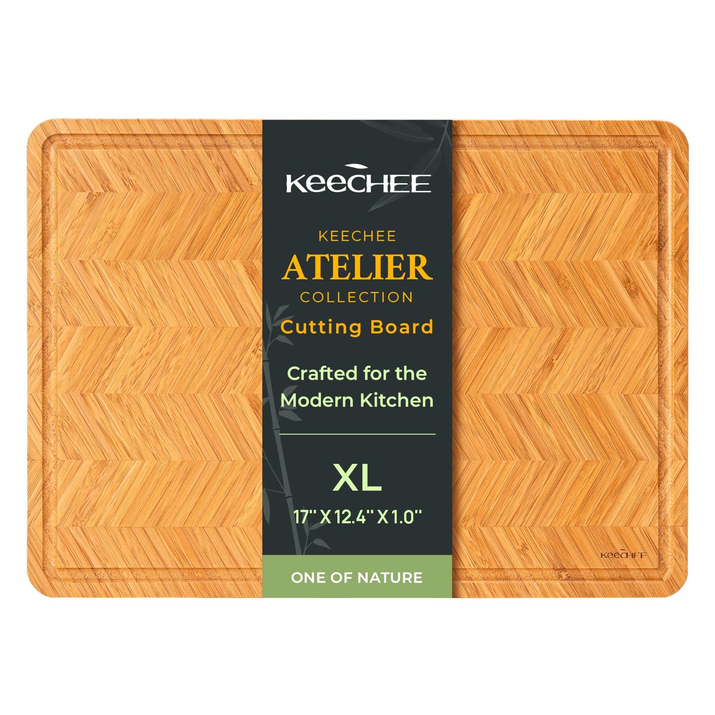 Keechee Atelier Collection Bamboo Cutting Board, Reversible Wood Chopping Boards for Kitchen with Juice Grooves, Handcrafted Large Serving Tray, Luxury Housewarming Wedding Gifts for New Home
