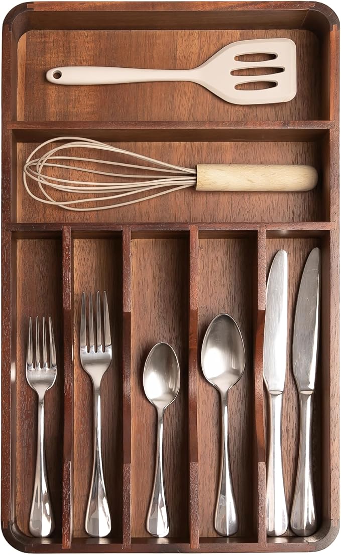 KitchenEdge Silverware & Utensil Organizer, Fixed 10.5 in, Black