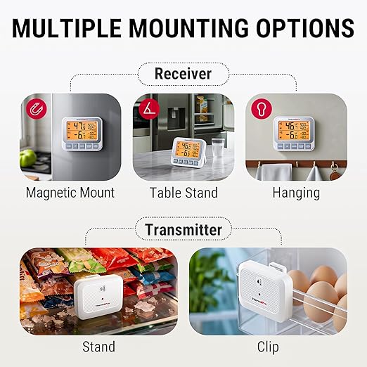 TempPro TempAir Wireless Freezer Fridge Thermometer with Alarm