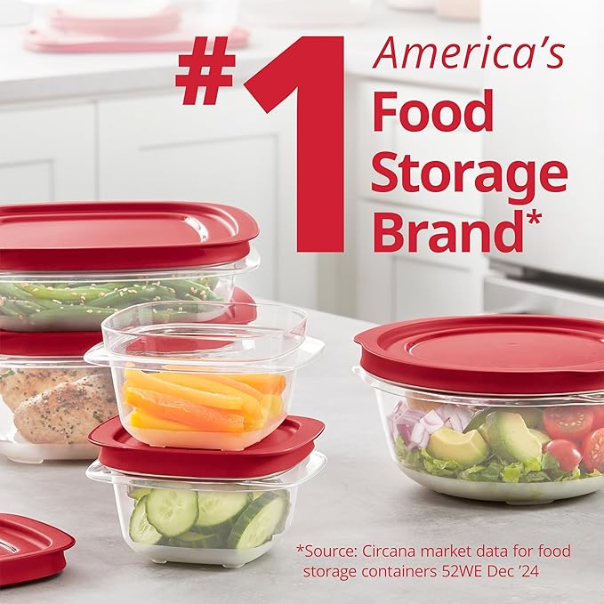 Rubbermaid EasyStore Rectangle and Square Containers, 22-Piece Set, Food Storage Containers with Lids