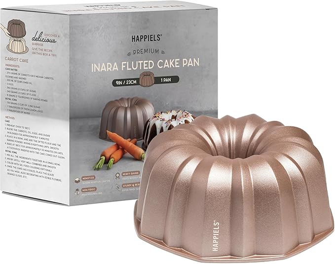 HAPPIELS Classic 10 Cup Fluted Cake Pan Nonstick, PFOA & BPA Free
