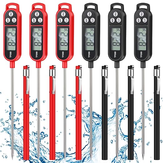 Copkim 6 Pcs Food Thermometer Instant Read Probe BBQ,Black,White,Red