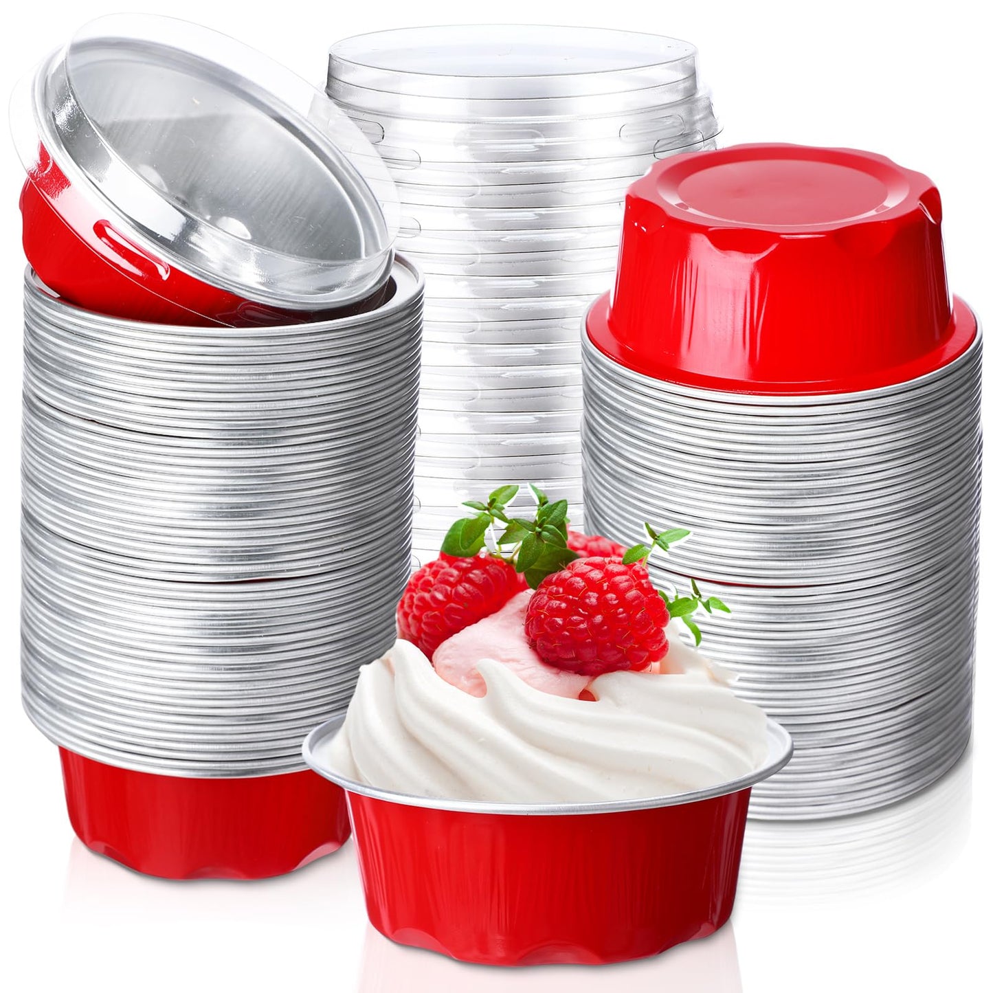 Eaasty 150 Pcs Baking Cups with Lids, 1.6 oz Cupcake Liners, Gold