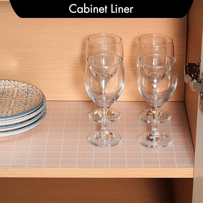 Cooyes Shelf Liner for Kitchen Cabinets – Non-Adhesive Waterproof Drawer Liner – Durable EVA Material Easy-to-Cut Shelf Paper for Refrigerator, Cupboard, Dresser with Modern Pattern