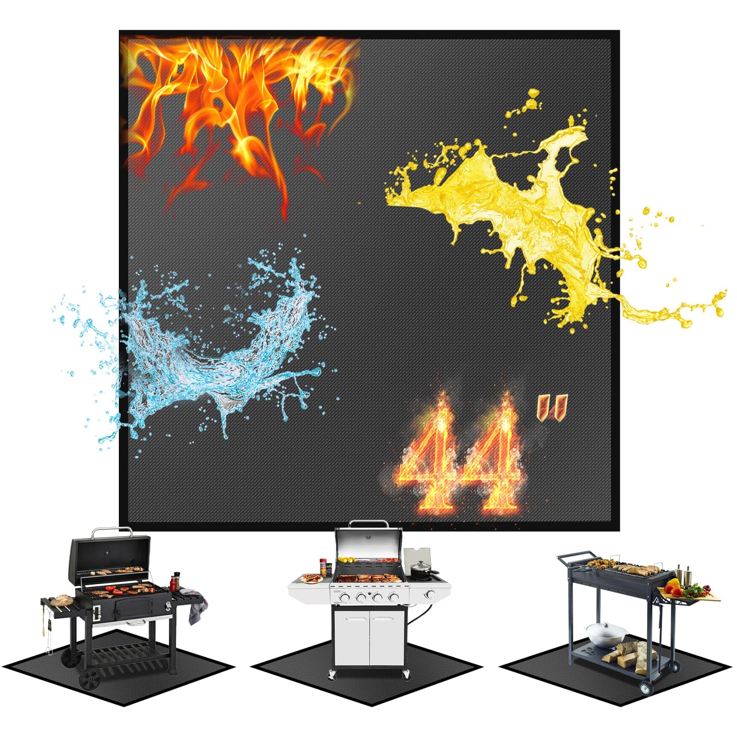 60 ×52 Inch Under Grill Mats for Outdoor Grill & Grill Mat for Under BBQ