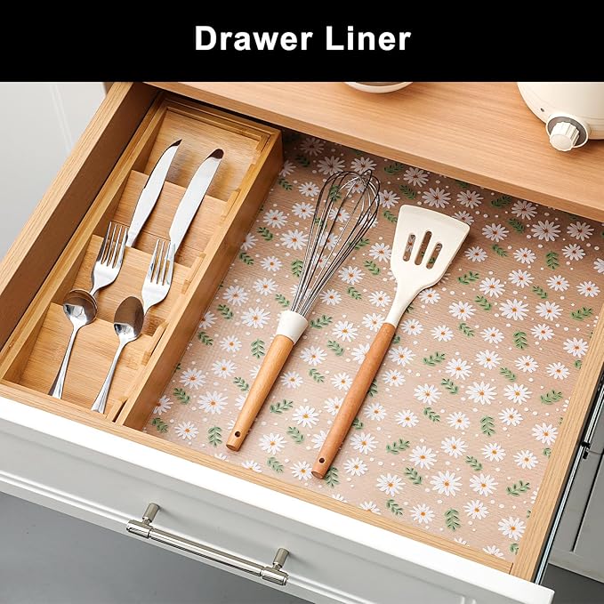 Cooyes Shelf Liner – Premium Non-Adhesive Cabinet & Drawer Liner for Kitchen – Waterproof Shelf Paper with Modern Pattern – Durable EVA Cabinet Mat – Easy to Cut (17.5" W x 197" L)
