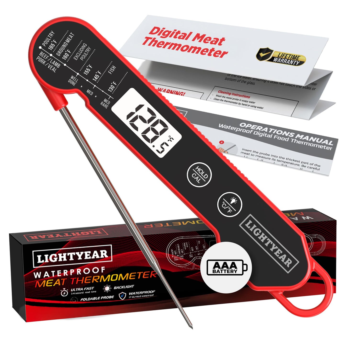Lightyear Digital Meat Thermometer – Instant Read for Grilling