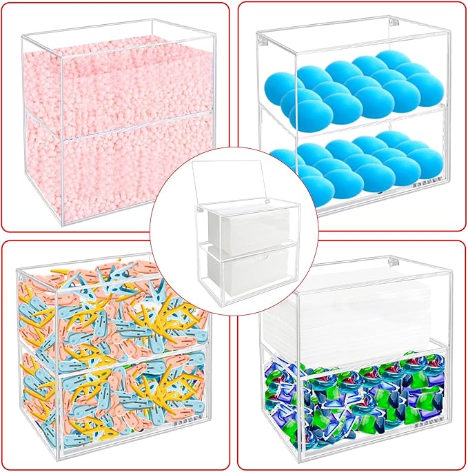 Dryer Sheet Holder Box, Acrylic Laundry Sheets Container, Dryer Sheets Storage Dispenser for Laundry Room