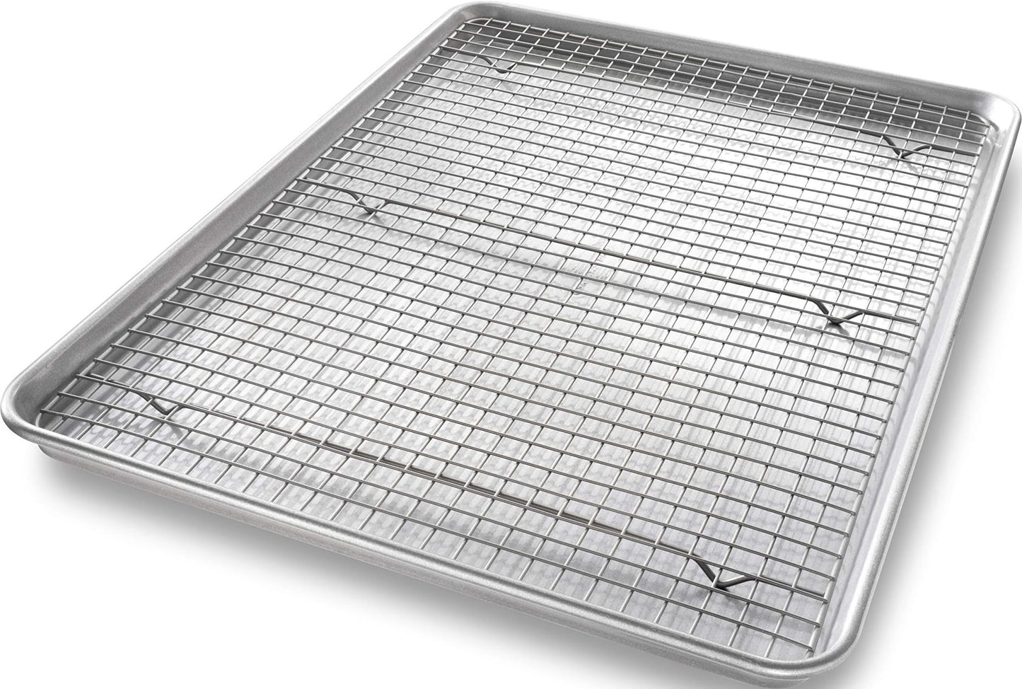 USA Pan Bakeware Quarter Sheet Baking Pan and Bakeable Nonstick Cooling Rack Set, Metal