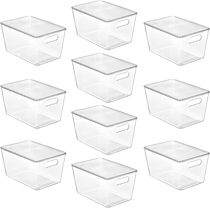 Vtopmart 1 Pack Clear Stackable Storage Bins with Lids and Handles, Medium