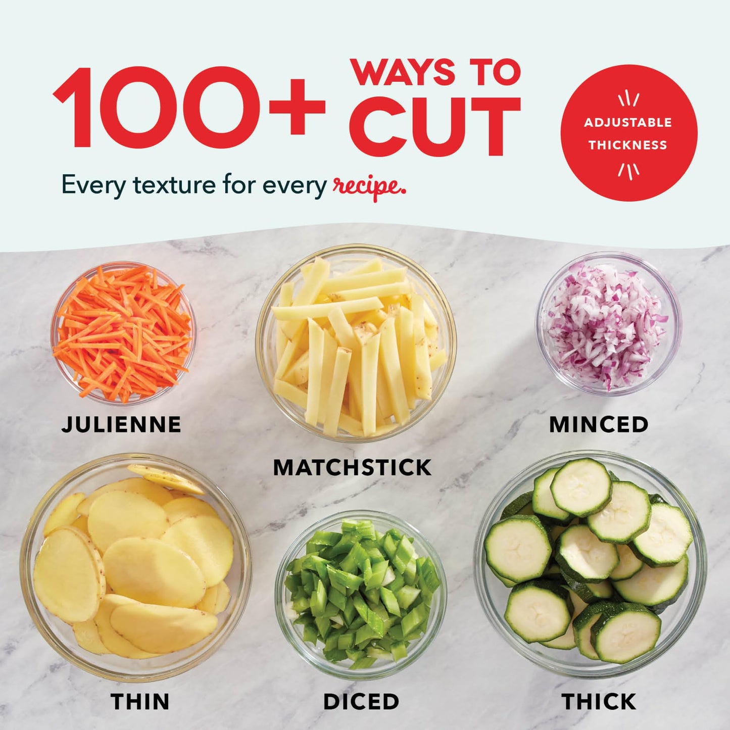 Dash Safe Slice® Mandoline - Compact, Foldable Food Slicer - Slice, Dice, Julienne & More - Perfect for Quick Food Prep - Recipe Guide Included - Cool Grey