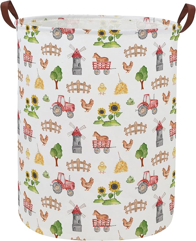 Kids Laundry Basket Farm Hamper for Nursery Boy and Girl Cute Kids Toys Storage Bin Organizer Room Decor for Home(Farm)