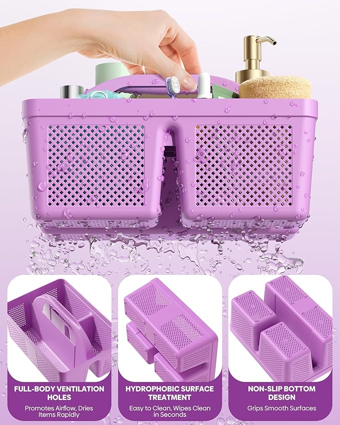 4 PCS Portable Shower Caddy, Integrated Handle, Reinforced Plastic, Organizer Storage Bathroom Supplies and Beauty Products, Cleaning Supplies, Shower Basket for Home, Dorm, Shelf and Cabinet