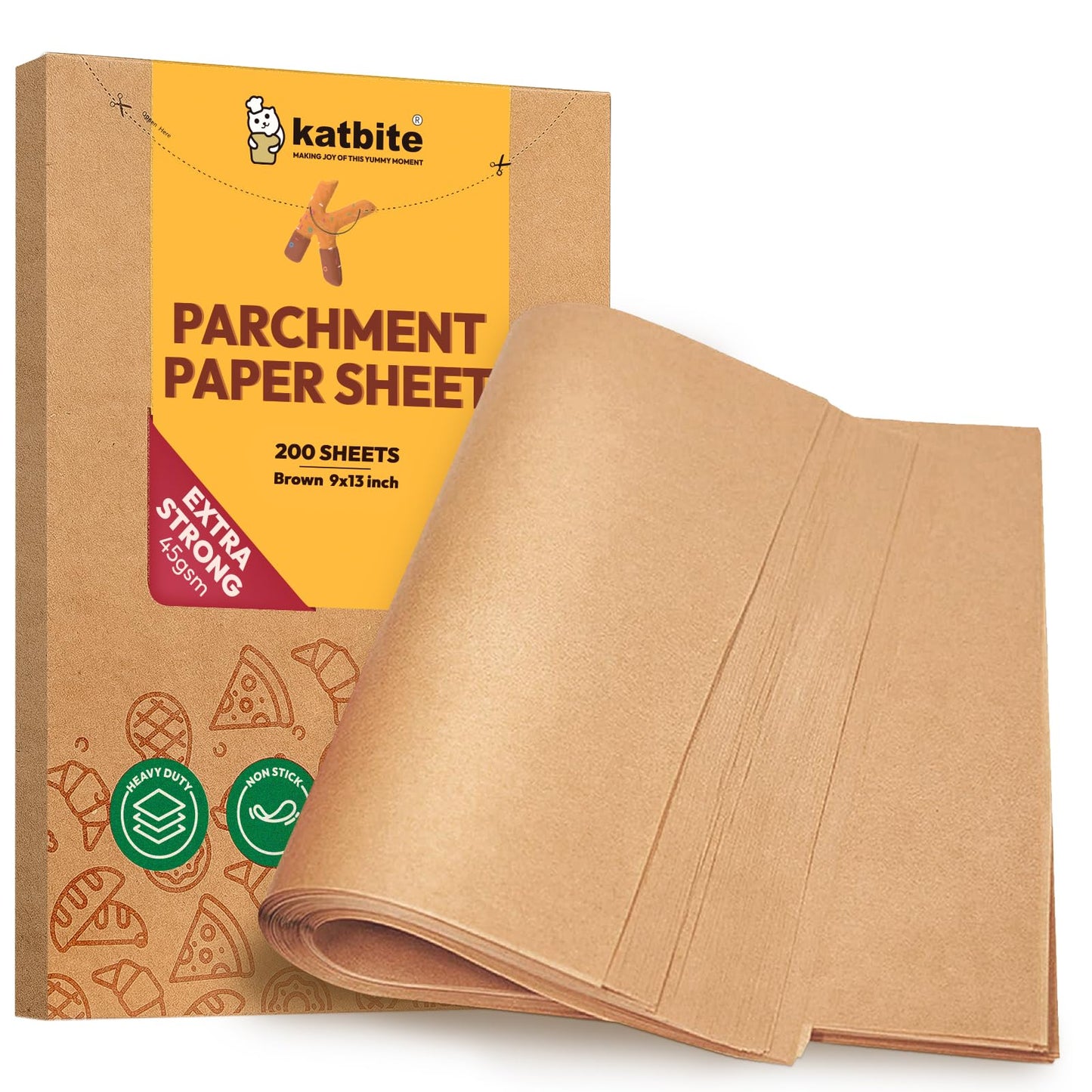 Katbite Parchment Paper Baking Sheets, 265 Pcs, 10x15 Inch, Heavy Duty