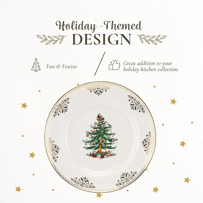 Spode Christmas Tree Gold Dinner Plate - Festive Holiday Serveware