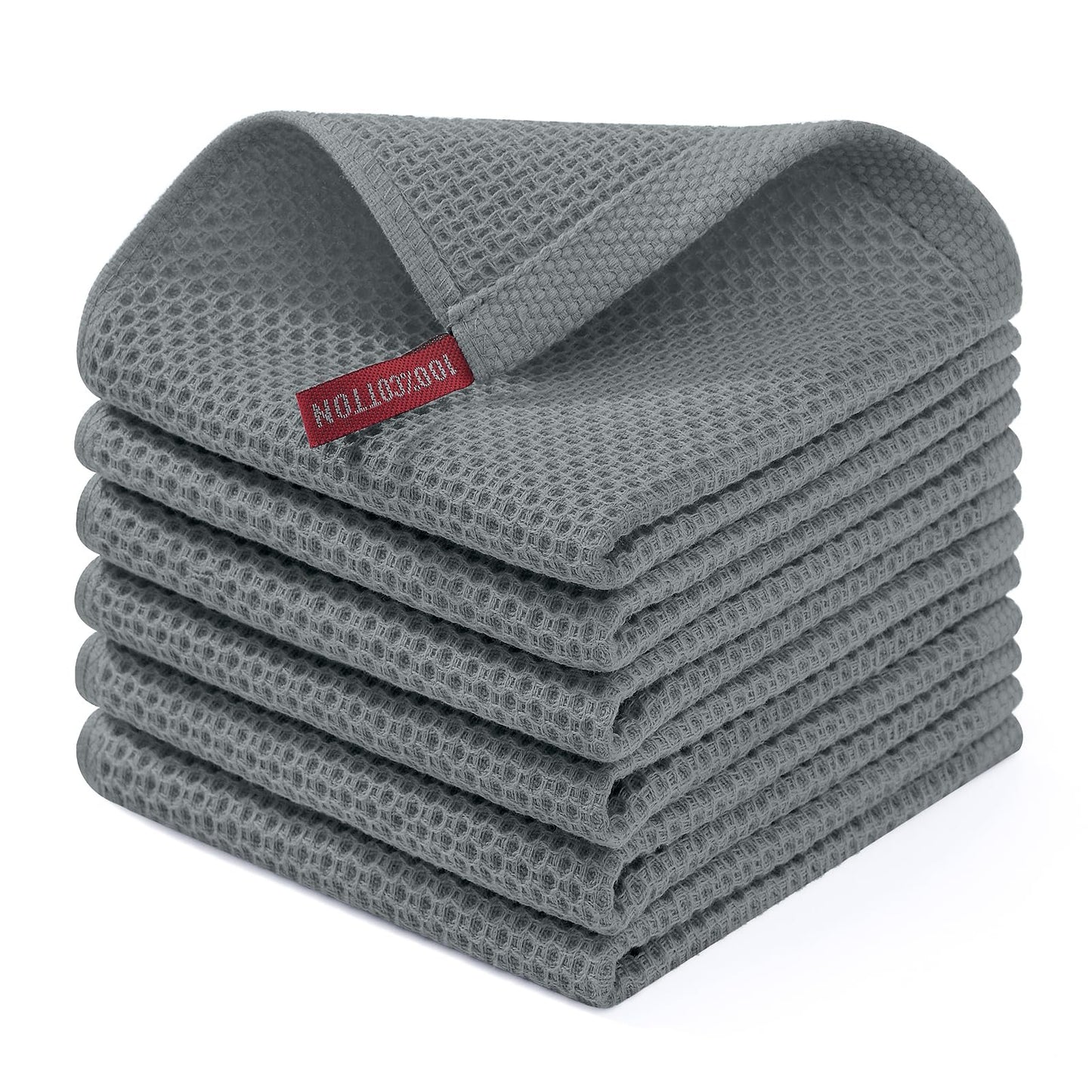Homaxy 100% Cotton Waffle Weave Kitchen Dish Cloths, Ultra Soft Absorbent Quick Drying Dish Towels, 12 x 12 Inches — 13 x 28 - 12 Pack — 12 x 12 - 6 Pack