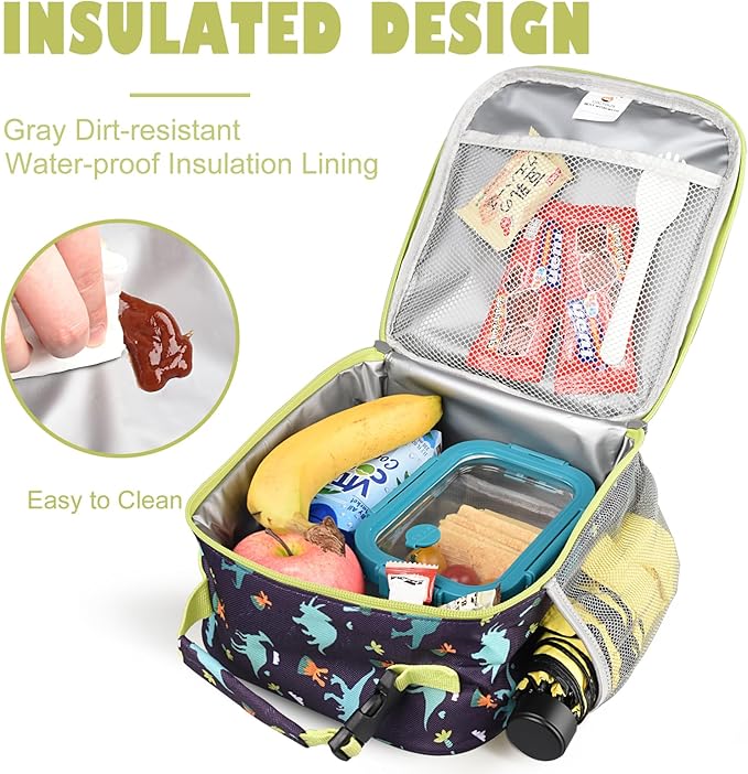 Lunch Box Kids,Premium Insulated Lunch Bag for Girls Boys,Soft Bag Mini Cooler Back to School Thermal Reusable Lunch Bag for Work School Picnic (Dino)