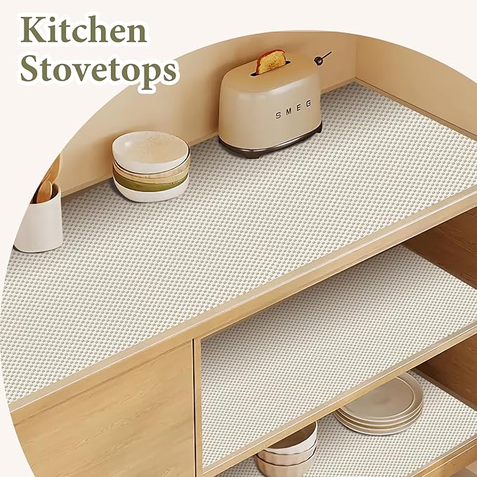Shelf Drawer Liners for Kitchen Cabinets Non Adhesive Drawer Liner Thickened Refrigerator Liner White Quatrefoil Strong Non-Slip Paper for Tool Box, 11.8 x 236.2 Inches
