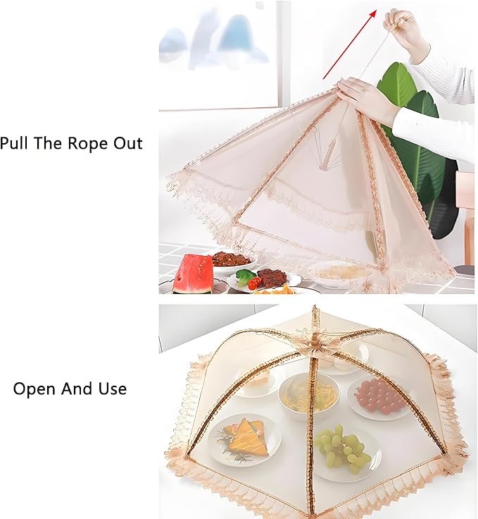 Procraan 3-Pack Extra Large Food Cover, 32"x32" Pop-Up Food Nets, Mesh Food Covers Tent Umbrella for Outdoors, Screen Tents, Parties Picnics, BBQs, Reusable and Collapsible Food Tents