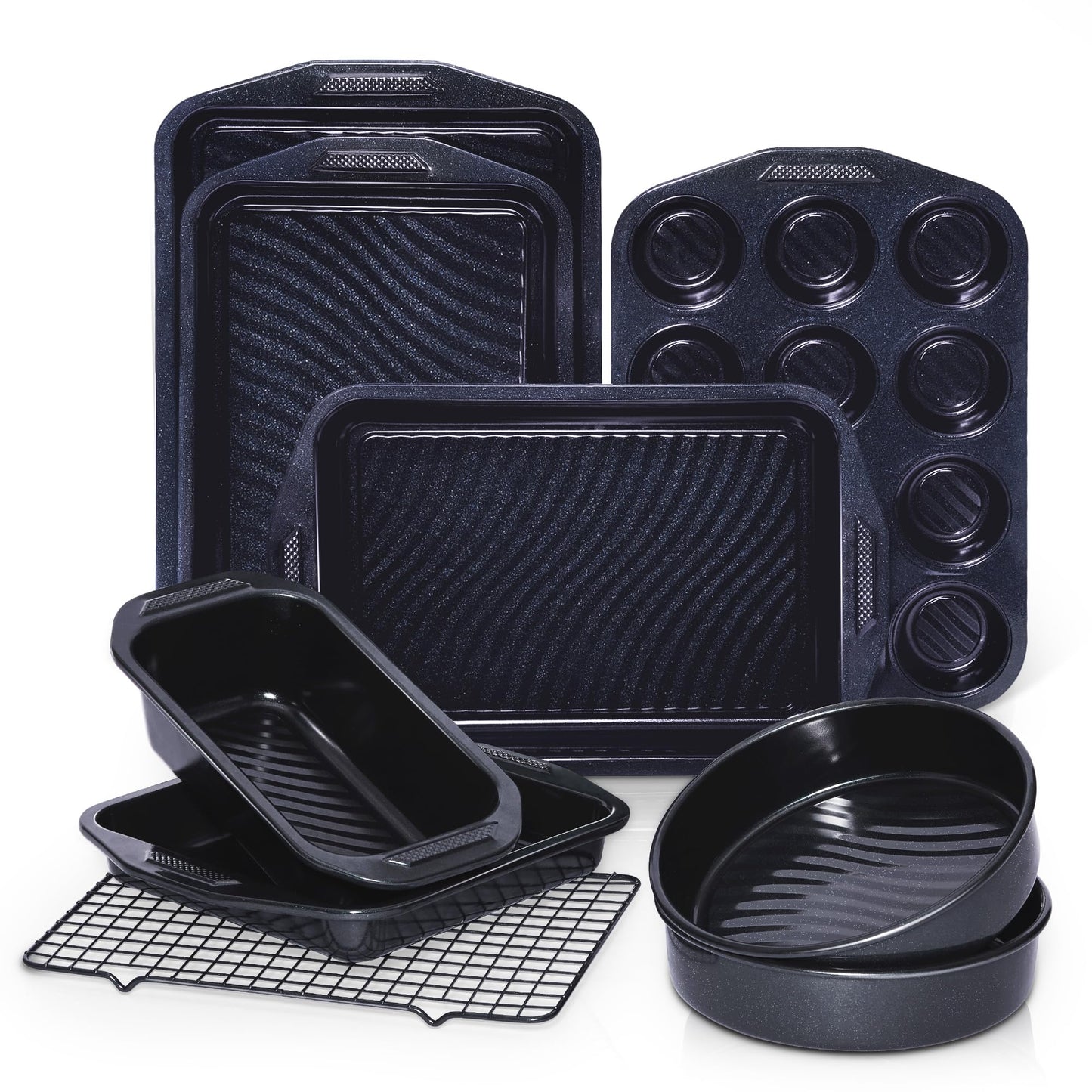 9-Piece Nonstick Bakeware Set, Non-Toxic Baking Pans Set, Gold